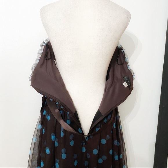 Scott McClintock Brown & Blue Polka Dot Strapless Dress – Size 8 - Picture 9 of 13